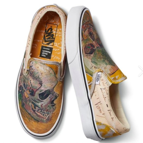 NWT Vincent Van Gogh Skull Vans Classic Slip-On Van Gogh Amsterdam Rare - Picture 1 of 12